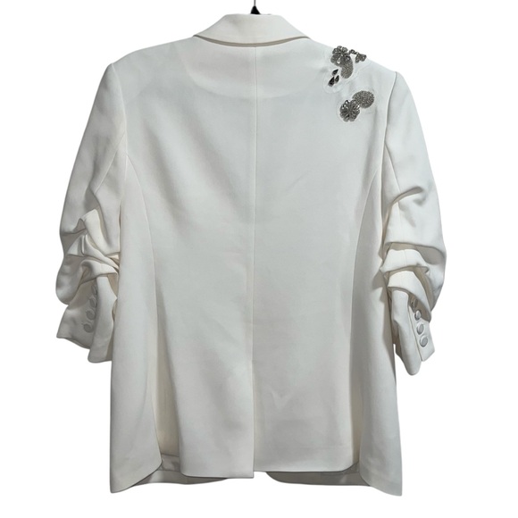 Cinq A Sept Kylie Diamond Daisies Embellished Blazer Jacket In Ivory/Smoke - Picture 10 of 14